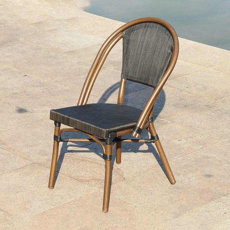 Tropical Patio Arm Chair Wicker Stacking With Arm Outdoor Bistro Chairs