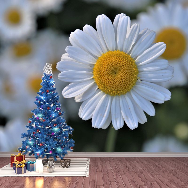 Blooming Flower Mural Modern Eco-friendly Wall Covering for Sitting Room