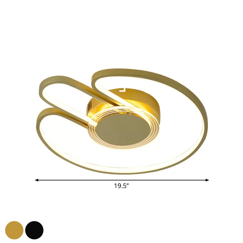 Moderne 16"/19,5" breite LED-Unterputzbeleuchtung mit geometrischem Rahmen in Schwarz/Gold für die Unterputzmontage