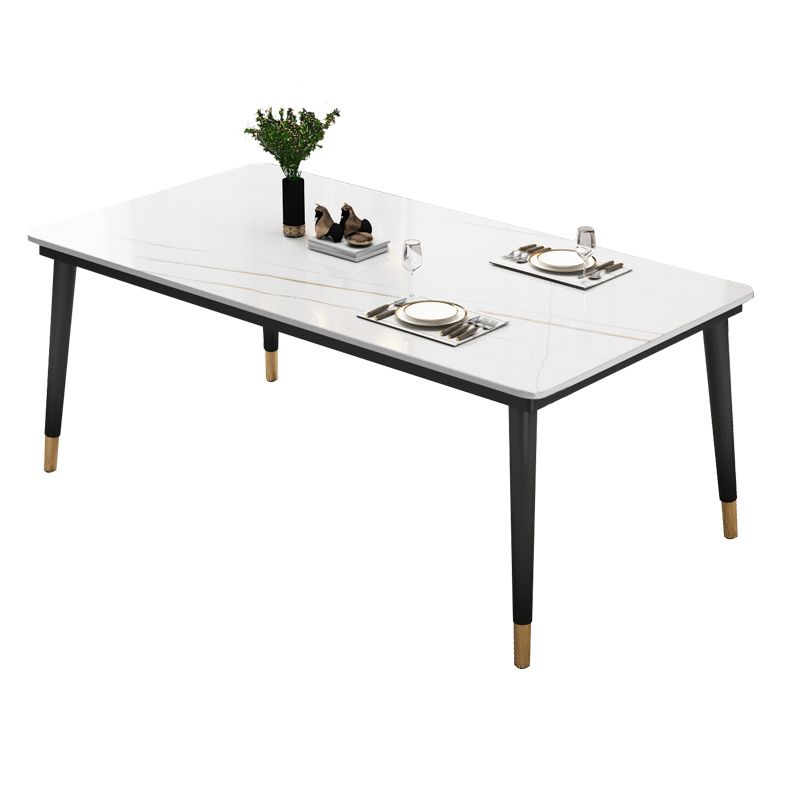Industrial Style Home Sintered Stone Dining Table Rectangle Shape Table with 4 Legs Base