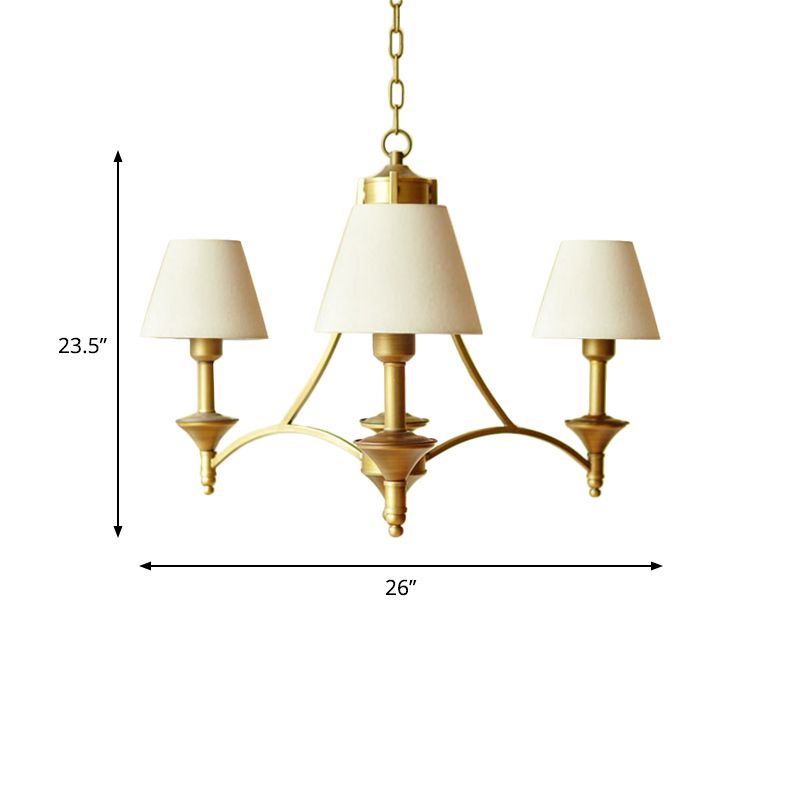 Lampada del lampadario in tessuto cono Luce tradizionale a 3 camere da letto Accensione a sospensione in verde/beige/grigio e blu