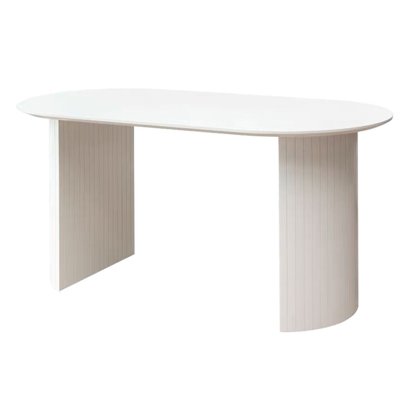 Massief hout eigentijdse ovale eettafel witte houten boventafel voor eetkamer
