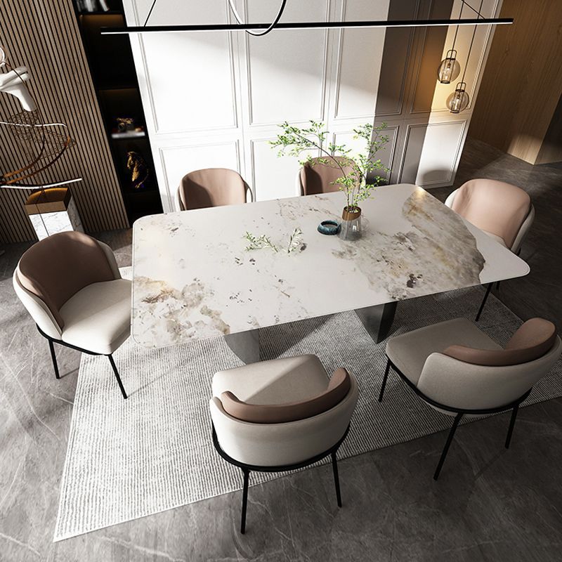 Modern 1/4/5/6/7 Pieces Dining Set Rectangle Stone Dining Table for Dining Room