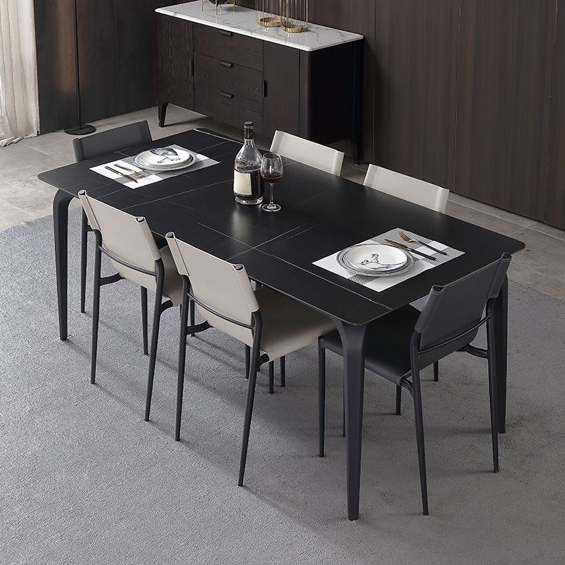 Rectangle 4 Legs Industrial Table Sintered Stone Fixed Table for Kitchen