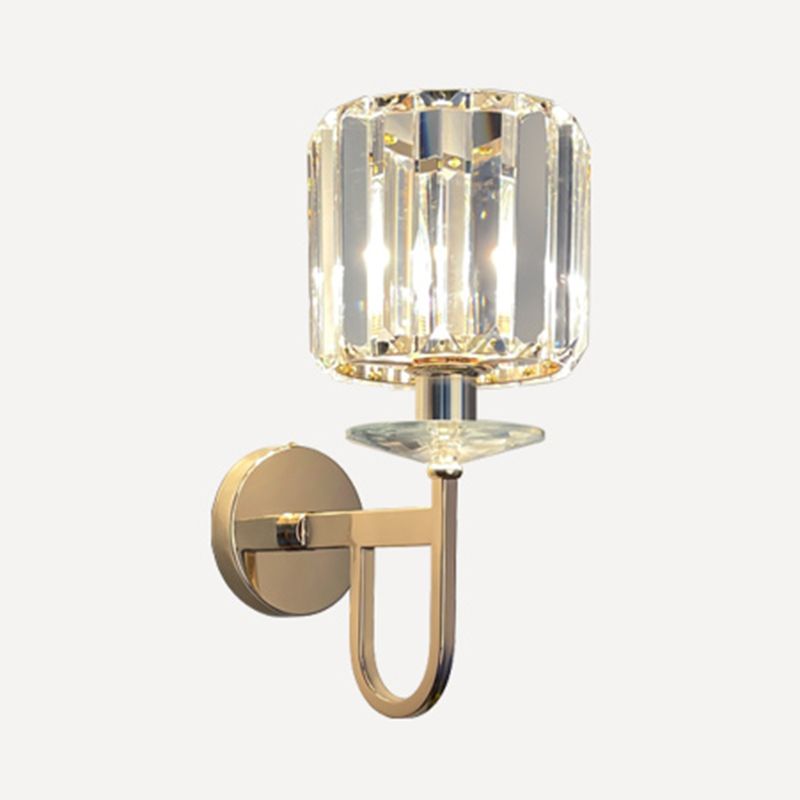 Crystal Geometric Shape Wall Sconces Modern 1 Light Wall Mount Light Fixture in Gold