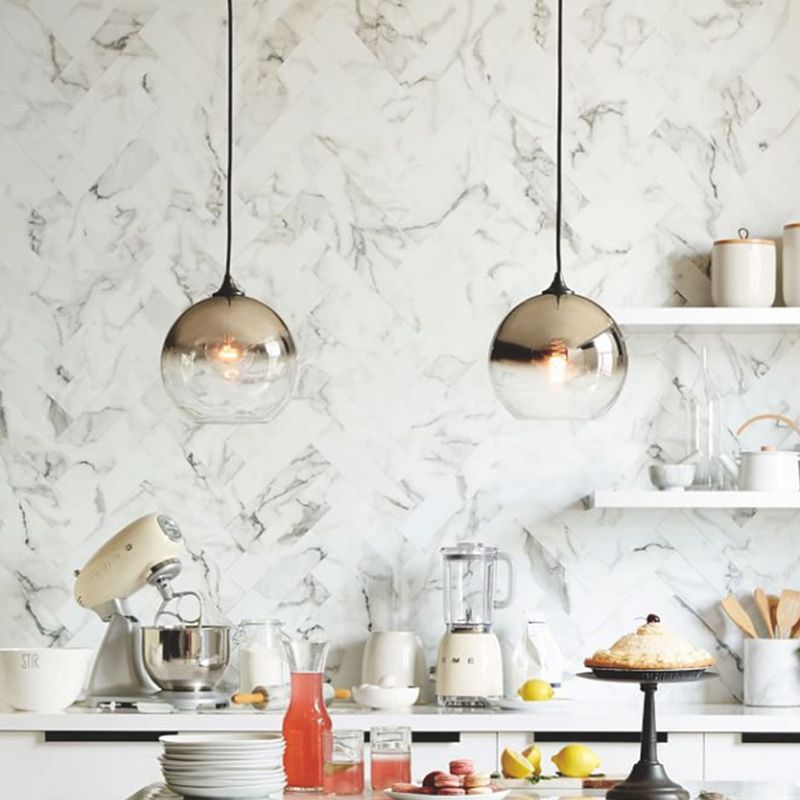 Salle à manger sphérique Lumière ombre Verre Single-bulbe Nordic Pendant Lightture