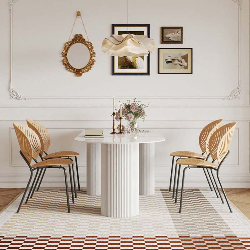 Contemporary Free Form Dining Table White Stone Top Table for Home