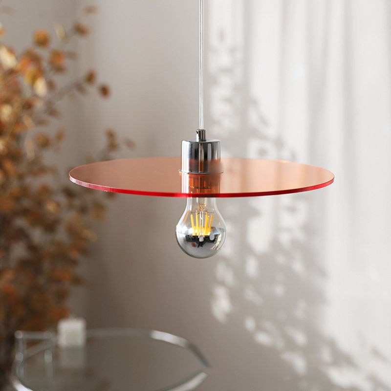 Circle Shape Hanging Lighting Modern Style Metal 1 Light Hanging Lamp for Bedside