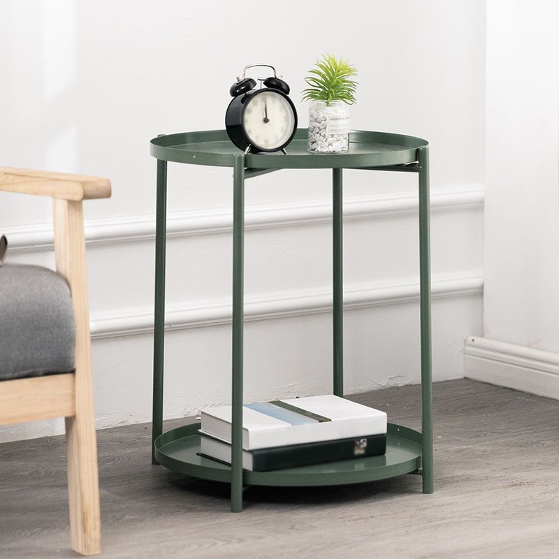 Scandinavian Living Room Round Sofa Side Table Metal Tray Top End Table