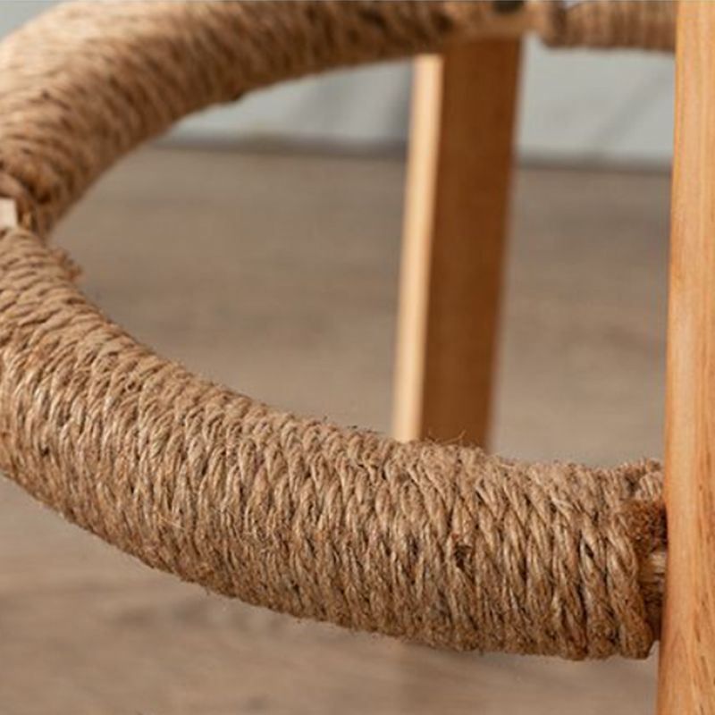 Nordic Armless Backrest Counter Stool Rubber Wood Bar Stool with Pedal