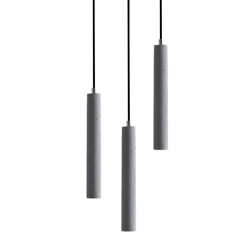 Cylindre moderne style suspendu ciment gris 1 pendentif lumineux léger pour barre