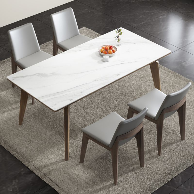 Modern 1/4/5 Pieces Dining Sintered Stone Dining Table Set with Wooden Legs for Home