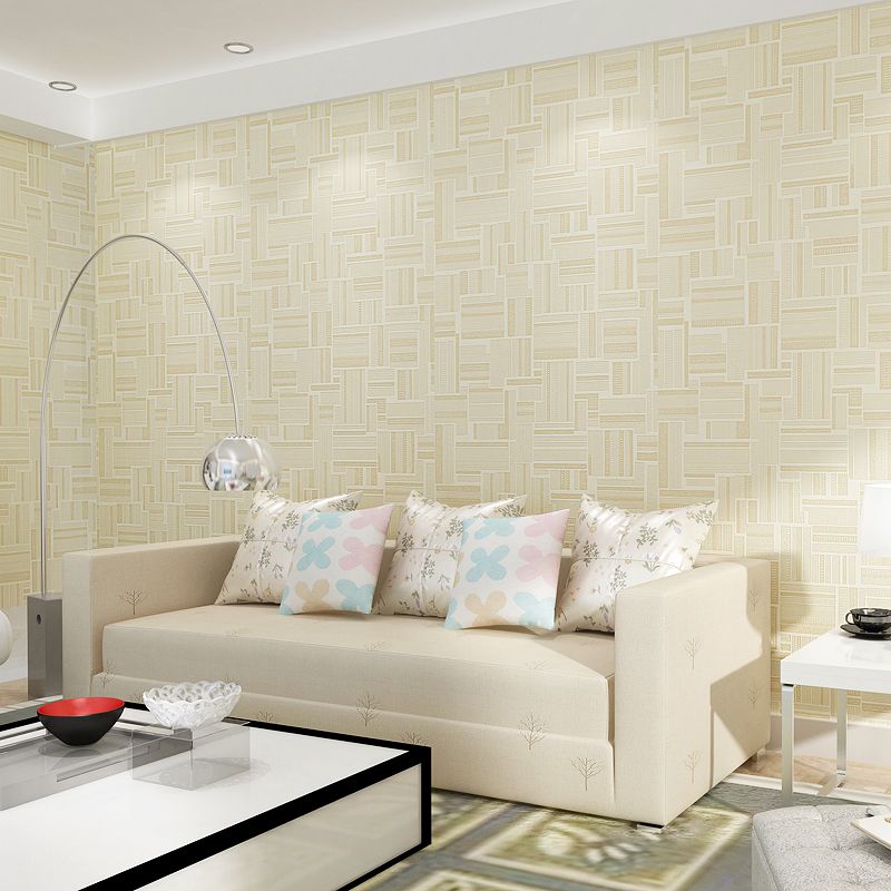 Simple Geometry Solid Wallpaper Soft Color Moisture-Resistant Wall Decor for Home