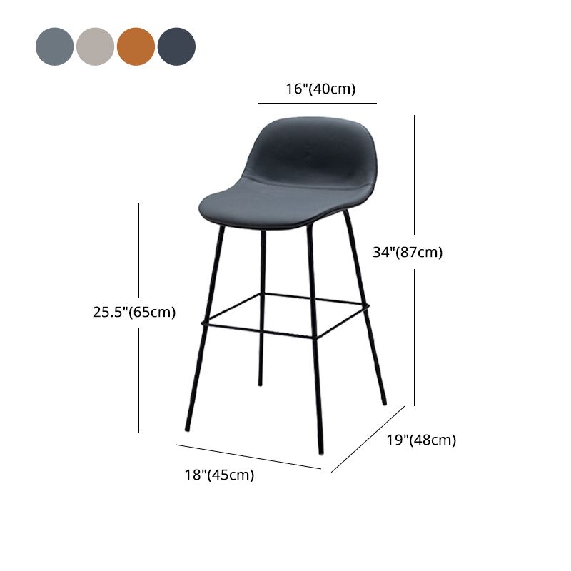 Taburete contemporáneo de la barra de mostrador taburete de respaldo de cuero con reposapiés