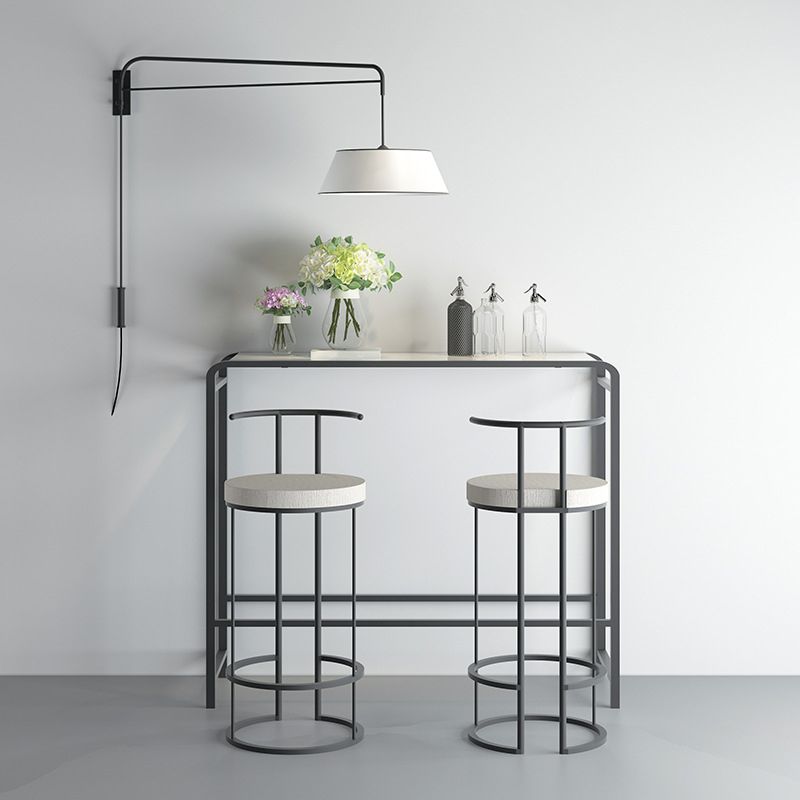 Contemporary Upholstered Counter Stool Bar-height Bar Stool with Metal Base