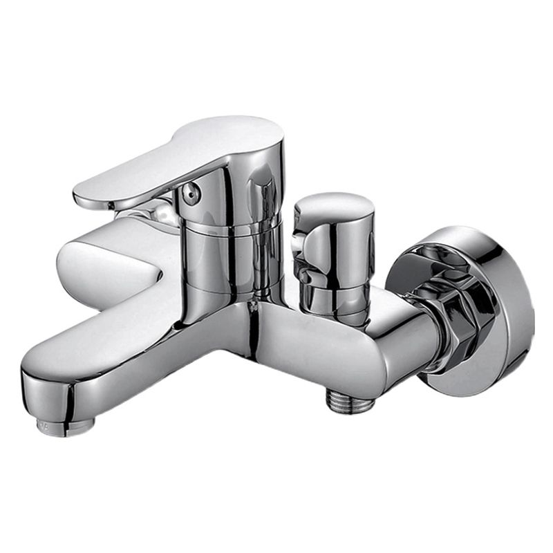 Single Lever Handle Tub Faucet 2 Holes Wall-Mounted Handshower Low Arc Tub Filler