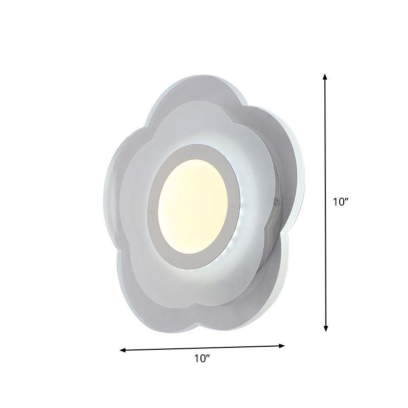 Simplicity Flower Flush Wall Sconce Acrylic Bedroom LED Wall Light Kit in Warm/White Light