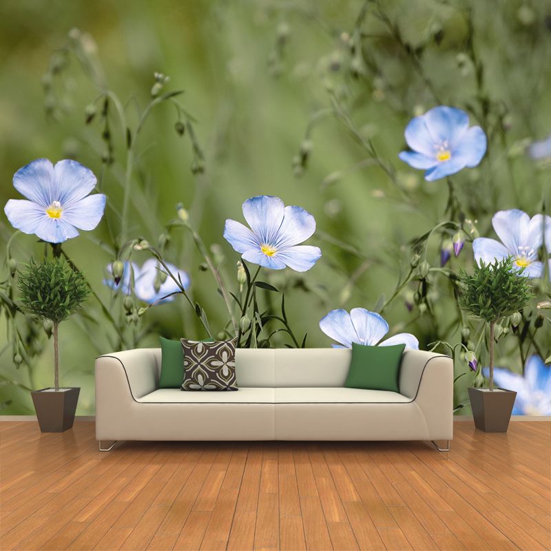 Photography Wall Mural with Blooming Flower Moisture Resistant Wall Decor