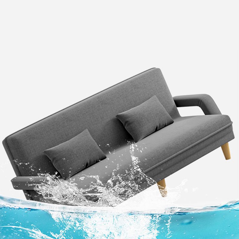 Scandinavian Removable Cushions Fabric Square Arms Futon Sleeper Sofa Bed