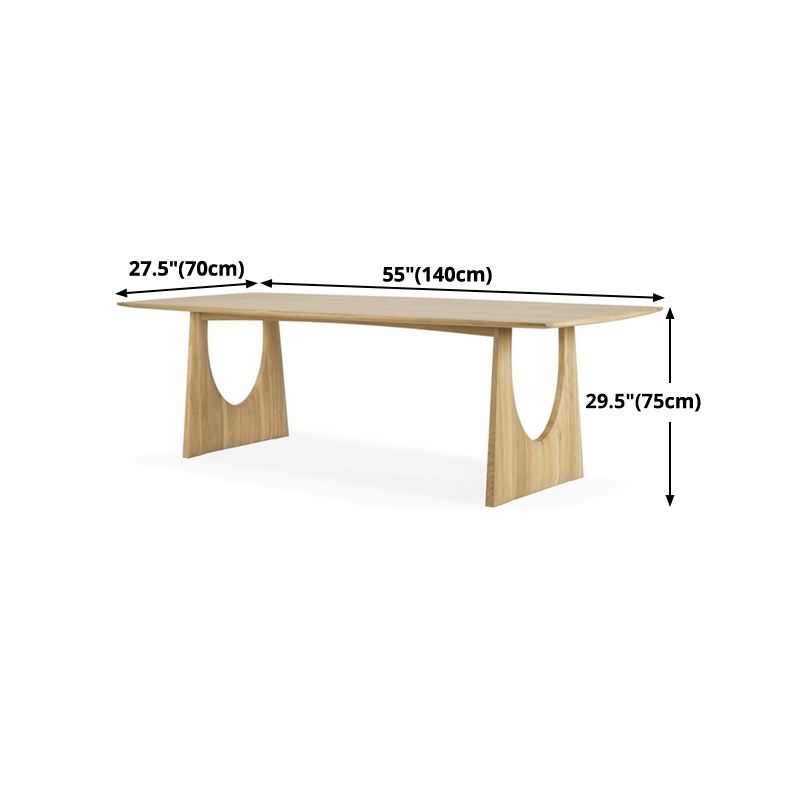 Rechthoek casual eettafel licht houten kleur vaste tafel met vaste houten basis
