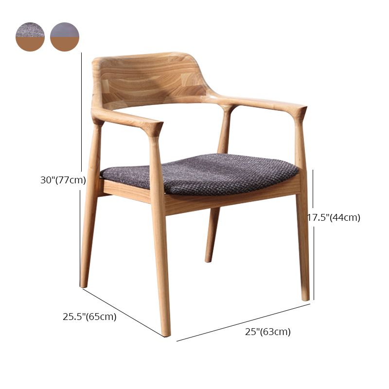 Contemporary Dining Side Chair Matte Finish Solid Wood Open Back Arm Chair