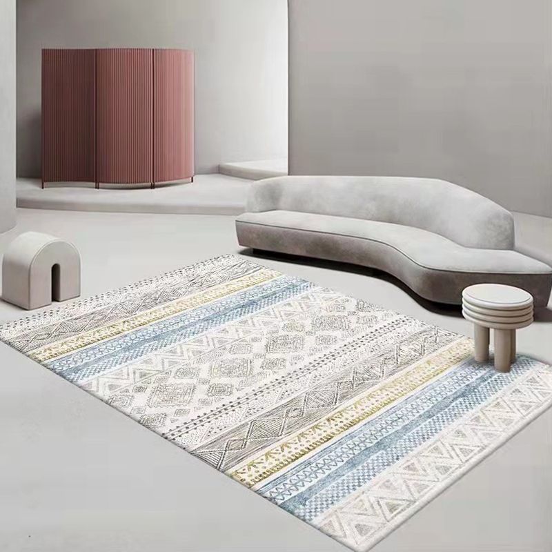 Wit geometrisch tapijten Polyester Marokko Rug vlekbestendig tapijt voor woonkamer