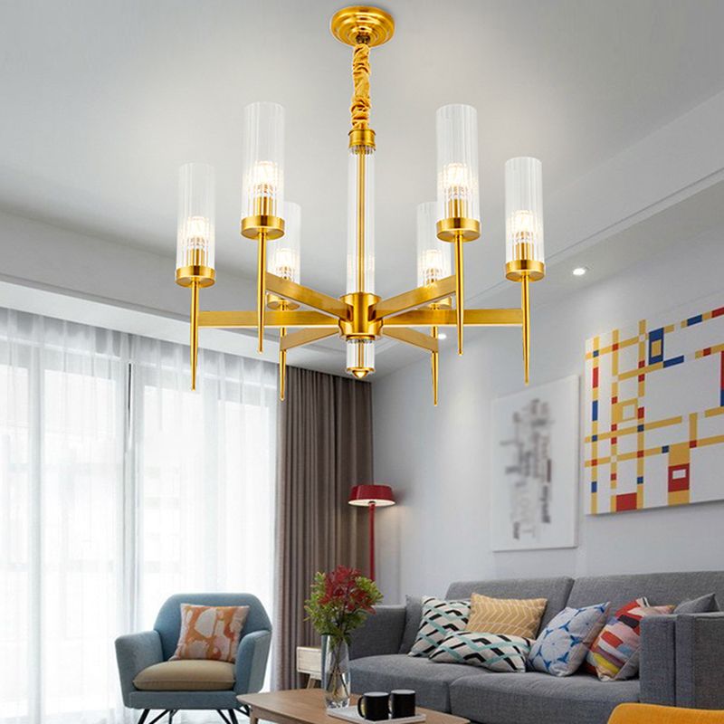 Cilíndrico de metal Candelier Chandelier Contemporáne de lámpara de lámpara de lámpara en oro