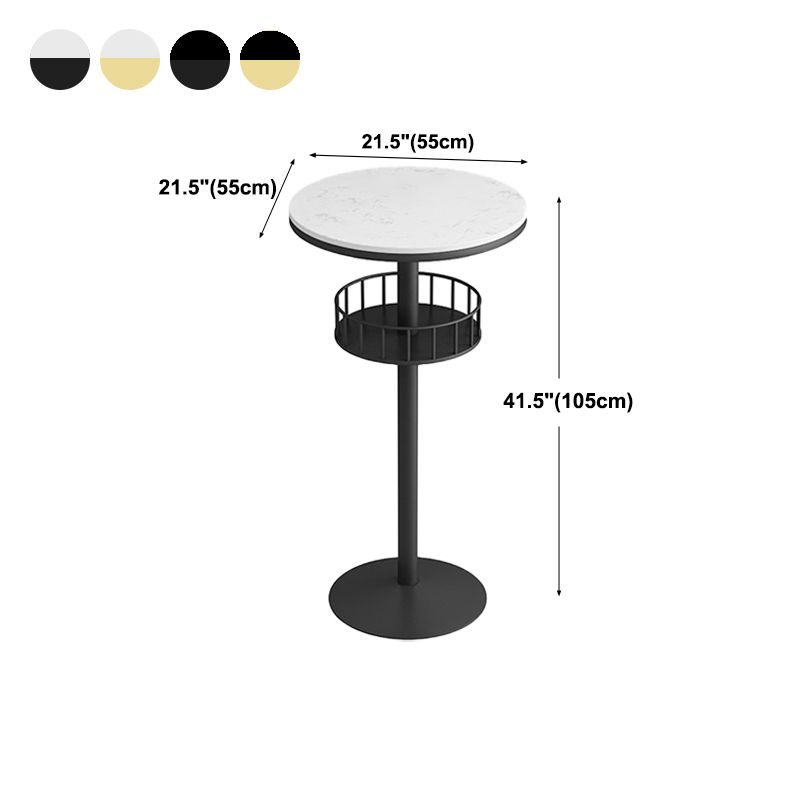 Contemporary Marble Pedestal Pub Bar Table Balcony Event and Cocktail Table with Storage