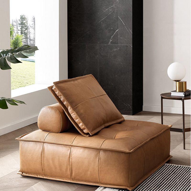 Genuine Leather Armless Settee Contemporary Standard Sofa for Apartment