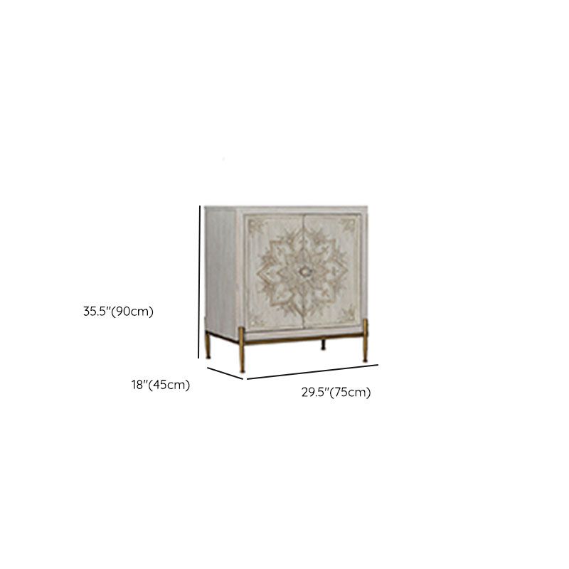 White Knobs Wood Cabinets Included Accent Cabinet with Straight Legs