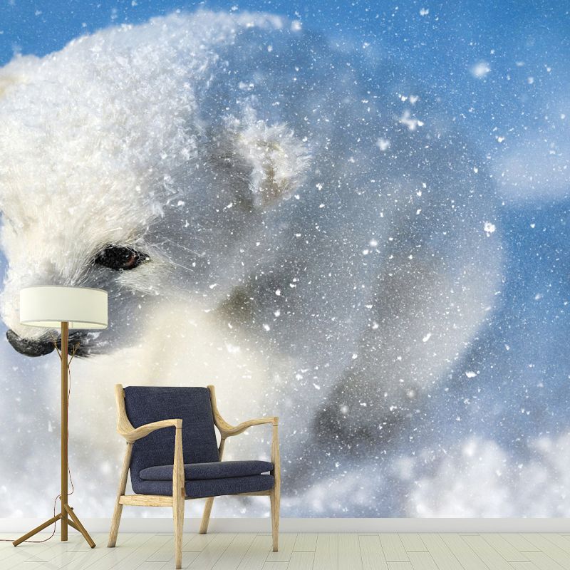 Polar Bear Mural Wallpaper for Accent Wall, Personalized Size Available