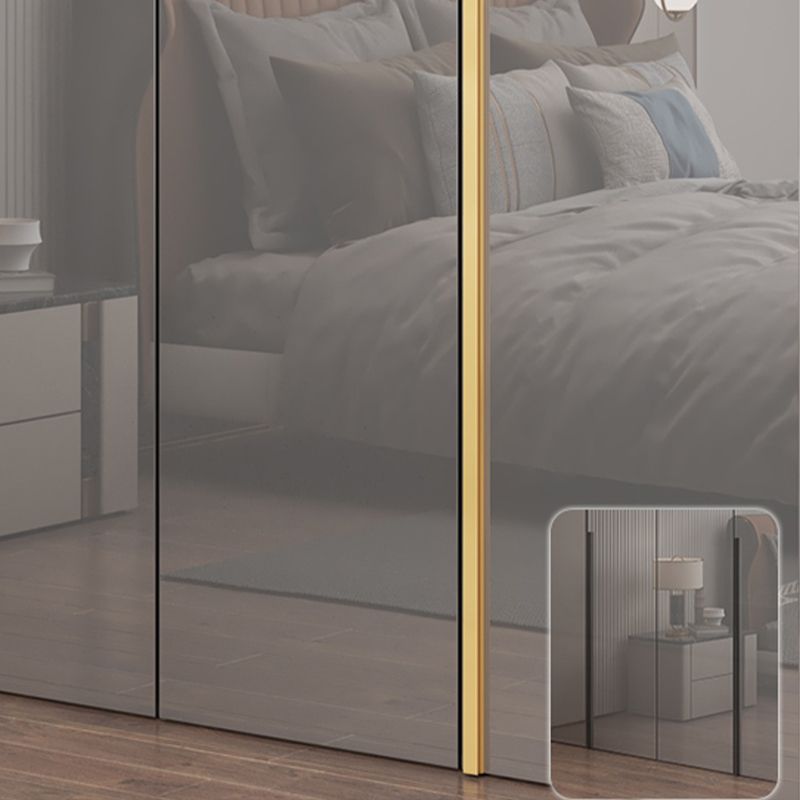 White Paint Light Luxury Wooden Wardrobe with Shelves and Sliding Door