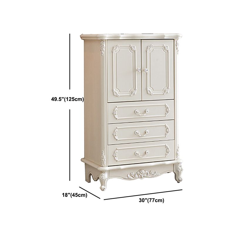38.58"/49.21" Tall White Wooden Cabinet, Rectangle Accent Cabinet with Drawers