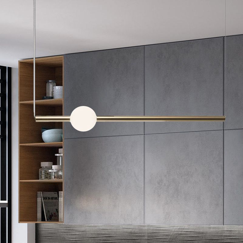 Röhrchen Weiß/Goldglas -Kronleuchterlampe Moderne 1 Lichter Gold/Weiß -LED -Decke Anhänger Licht mit horizontalem/vertikalem Design