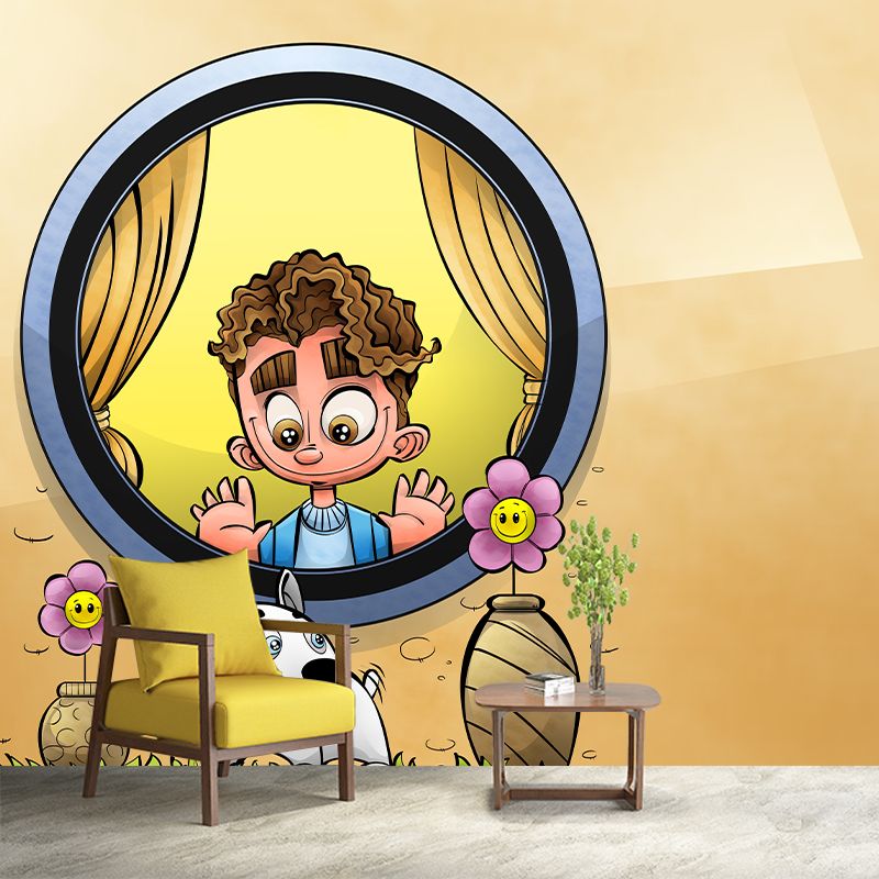 Illustration Mural Wallpaper Cartoon Characters Sitting Room Wall Mural