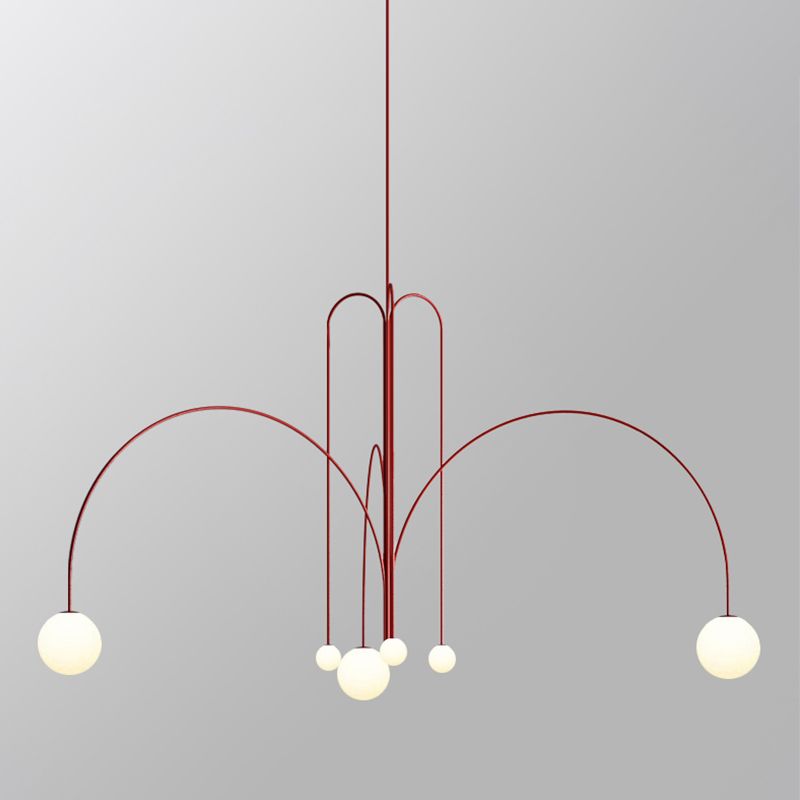 Postmodern Unique 6 Head Chandelier Lighting Fixture Red Chandelier Light for Sitting Room