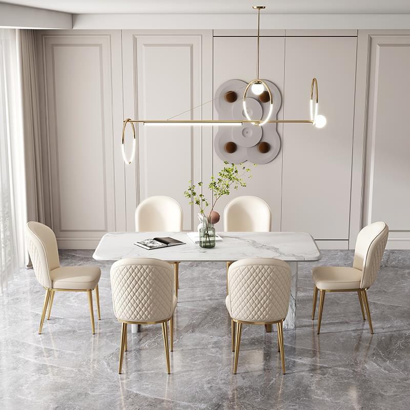 Kitchen Dining Chairs Faux Leather Side Chairs with Gold Metal Legs