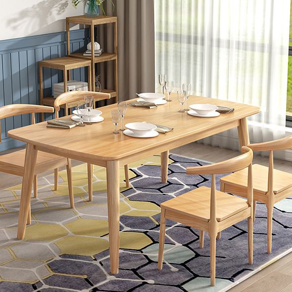 Modern Style Solid Wood Dining Room Set with Rectangle Shape Table and 4 Legs Base for Home Use