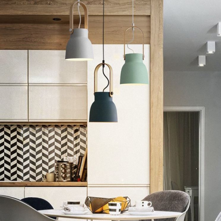 Wooden Handle Pendant Ceiling Light Simplicity Pendant Lighting Fixture for Dinning Room