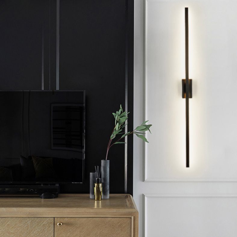 Minimalisme rotatif Ligne LED lampe murale contemporain Long Strip Strip acrylique Lalls d'applications en noir