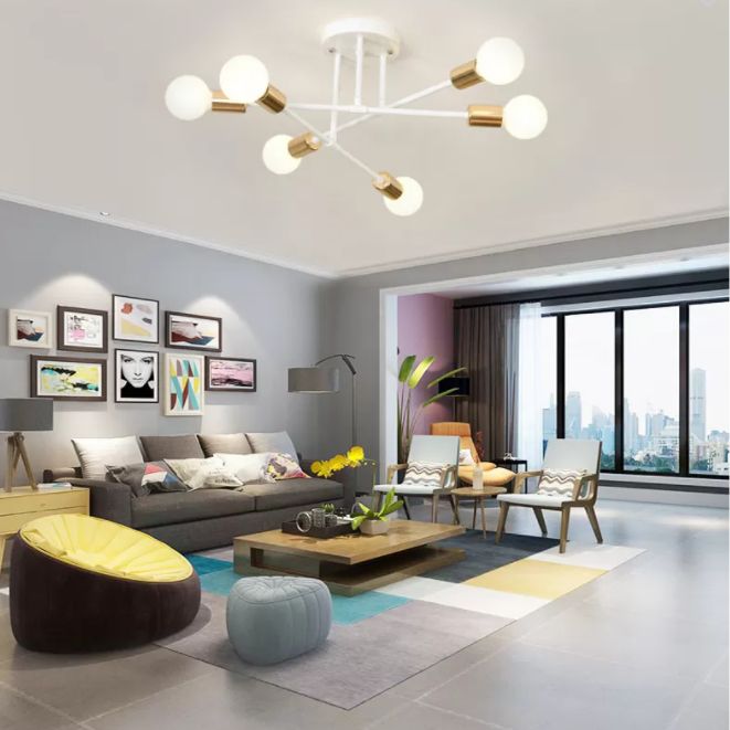 Sputnik Semi Flush Light Fixture Minimalist Style Metal Semi Flush Mount Ceiling Fixture