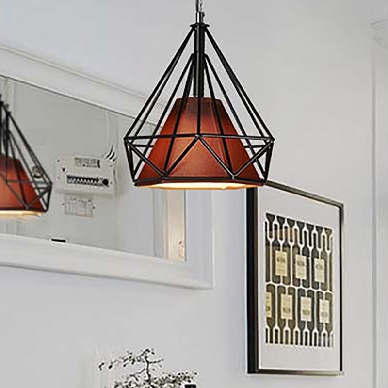 10/15/18 "W 1 bol Diamantkooi Hanglicht Antieke stijl Wit/Wit en bruin metalen plafondarmatuur met stofschaduw