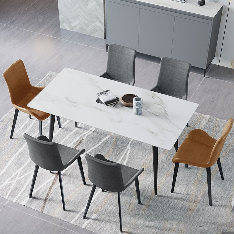Industrial Stone Top Dining Table Metal Dinette Table for Home