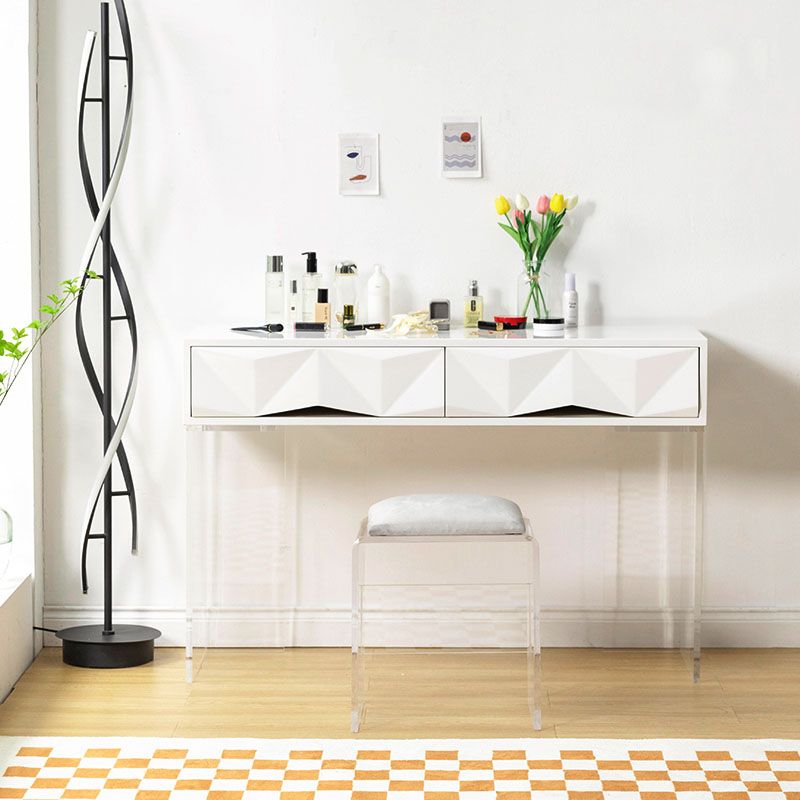 Modern Makeup Dressing Table Stool Set with 1/2 Storage Drawers
