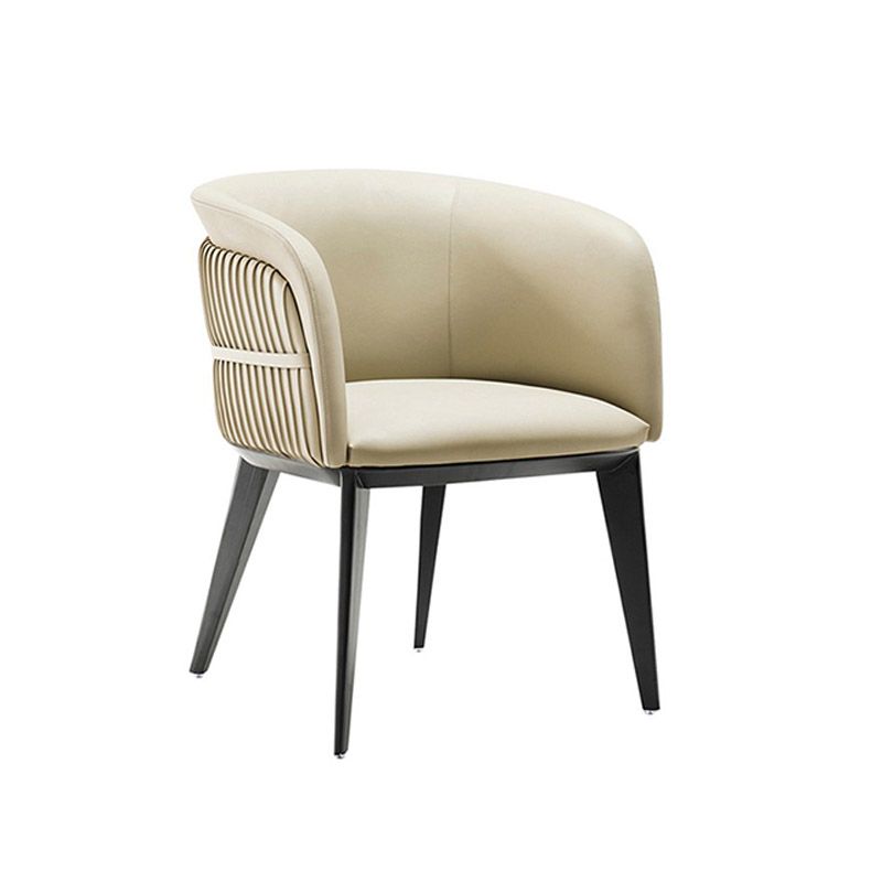 Contemporary Arm Chair Faux Leather Solid Back Dining Room Chair for Home