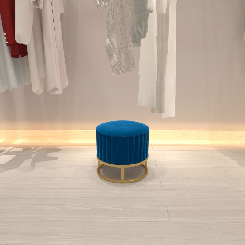 Modern Pouf Ottoman Velvet Upholstered Tear Resistant Round Ottoman with Chair Legs