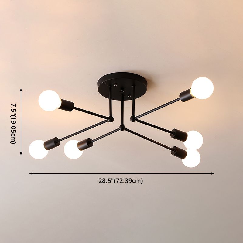 Metaal Modern Semi Flush Mount Verlichting 6 Lichten Sputnik Semi-flush lichte armaturen voor Semi Flush Mount Verlichting