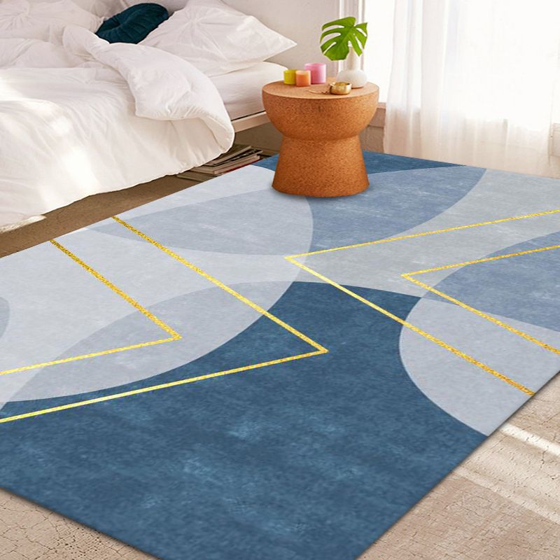 Gold Modern Rug Polyester Graphic Area Rug Non-Slip Backing Rug for Living Room