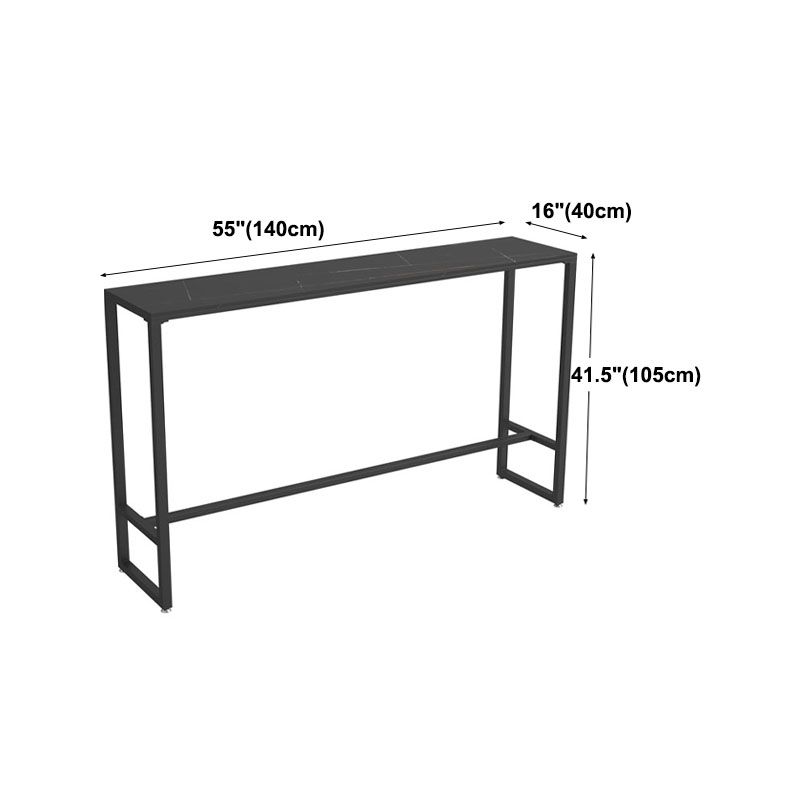 Industrial Rectangle Top Counter Table Marble Top 42-inch Height Bar Table