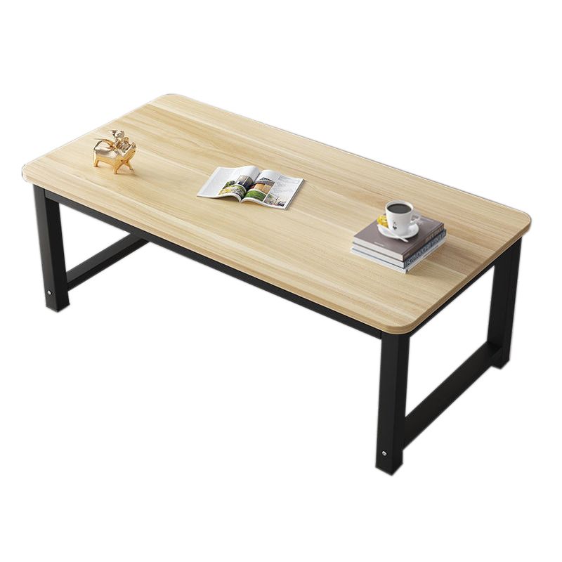 Rectangle Wooden Top Coffee Table with Metal Four legs Modern Style